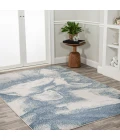 Petalo Abstract Two-Tone Modern Blue/Cream 3 ft. x 5 ft. Area Rug