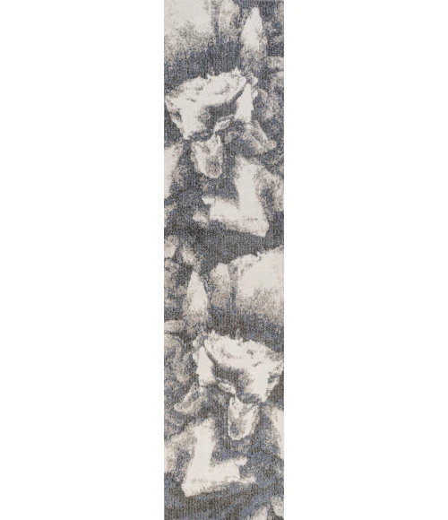 Petalo Abstract Two-Tone Modern Gray/Cream 2 ft. x 8 ft. Runner Rug