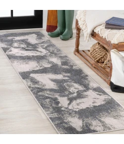 Jonathany Contemporary Pop CTP200C Gray/Cream Area Rug 2 ft. X 8 ft. Runner