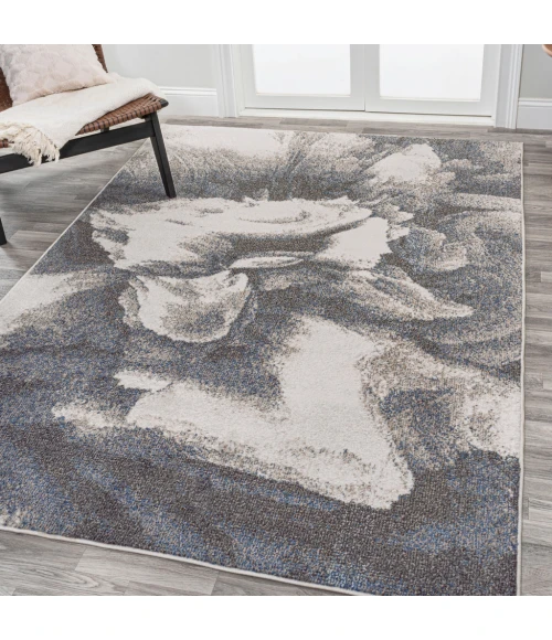 Petalo Abstract Two-Tone Modern Gray/Cream 3 ft. x 5 ft. Area Rug