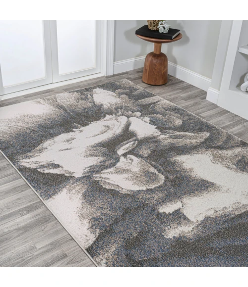 Petalo Abstract Two-Tone Modern Gray/Cream 3 ft. x 5 ft. Area Rug