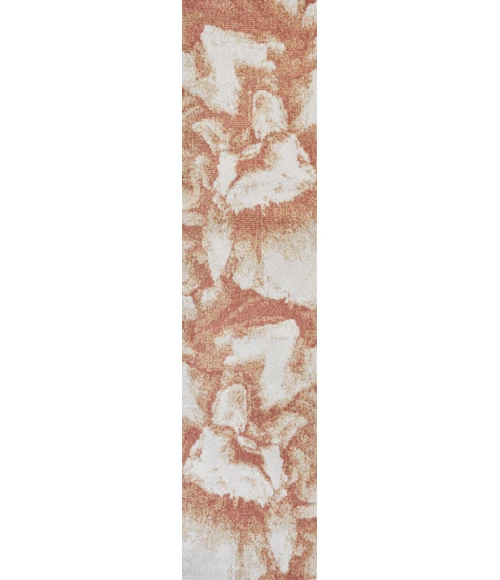 Petalo Abstract Two-Tone Modern Orange/Cream 2 ft. x 8 ft. Runner Rug