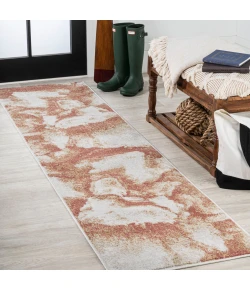 Jonathany Contemporary Pop CTP200D Orange/Cream Area Rug 2 ft. X 8 ft. Runner