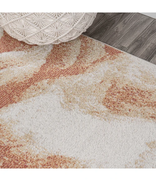 Petalo Abstract Two-Tone Modern Orange/Cream 3 ft. x 5 ft. Area Rug