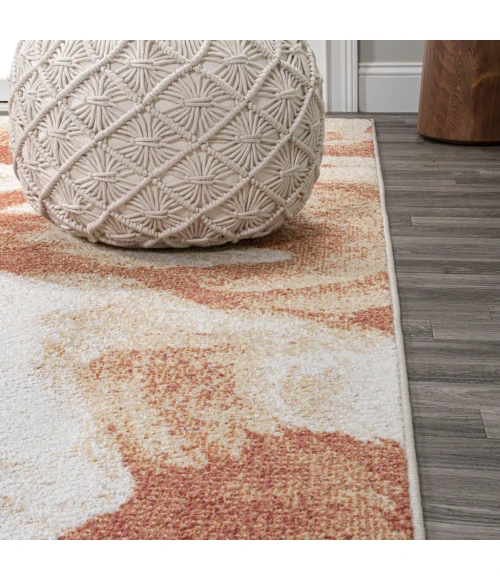 Petalo Abstract Two-Tone Modern Orange/Cream 3 ft. x 5 ft. Area Rug