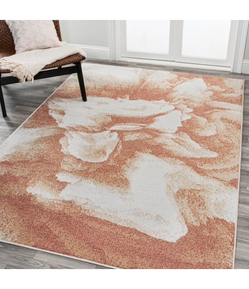 Petalo Abstract Two-Tone Modern Orange/Cream 3 ft. x 5 ft. Area Rug