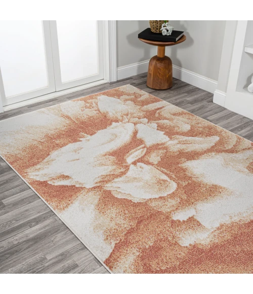 Petalo Abstract Two-Tone Modern Orange/Cream 3 ft. x 5 ft. Area Rug