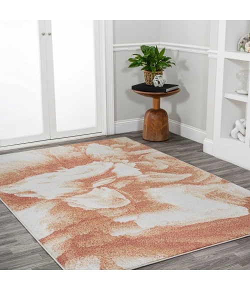 Petalo Abstract Two-Tone Modern Orange/Cream 3 ft. x 5 ft. Area Rug