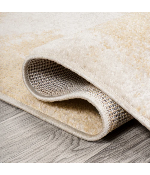 Petalo Abstract Two-Tone Modern Gold/Cream 2 ft. x 8 ft. Runner Rug