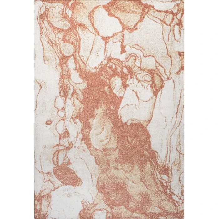 Marmo Abstract Marbled Modern Orange/Cream 8 ft. x 10 ft. Area Rug