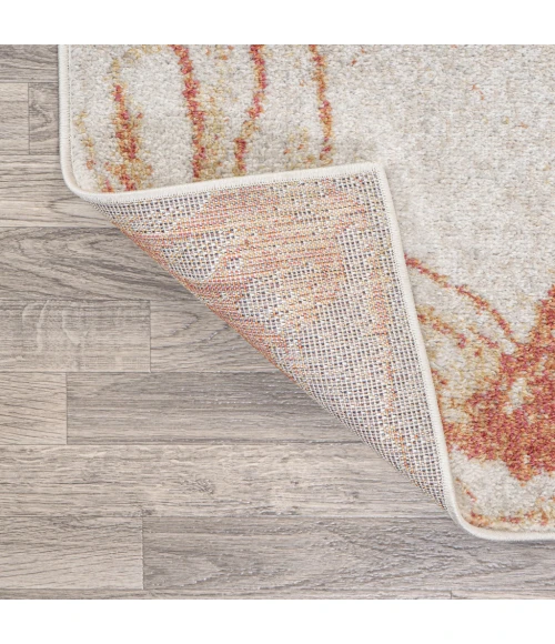 Marmo Abstract Marbled Modern Orange/Cream 2 ft. x 8 ft. Runner Rug