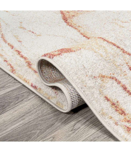 Marmo Abstract Marbled Modern Orange/Cream 2 ft. x 8 ft. Runner Rug