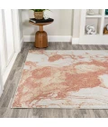Marmo Abstract Marbled Modern Orange/Cream 3 ft. x 5 ft. Area Rug