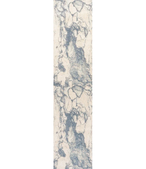Marmo Abstract Marbled Modern Blue/Cream 2 ft. x 8 ft. Runner Rug