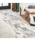 Marmo Abstract Marbled Modern Blue/Cream 2 ft. x 8 ft. Runner Rug