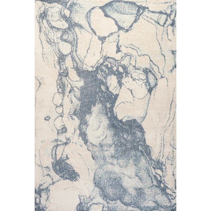 Marmo Abstract Marbled Modern Blue/Cream 4 ft. x 6 ft. Area Rug