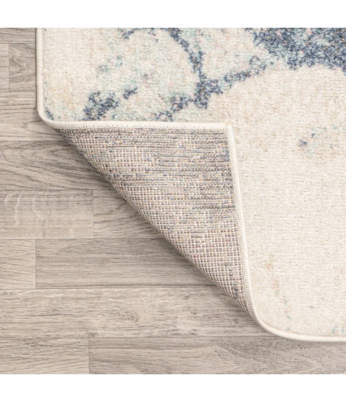 Marmo Abstract Marbled Modern Blue/Cream 2 ft. x 8 ft. Runner Rug