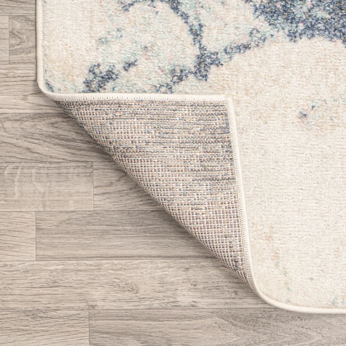 Marmo Abstract Marbled Modern Blue/Cream 2 ft. x 8 ft. Runner Rug