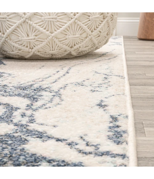 Marmo Abstract Marbled Modern Blue/Cream 2 ft. x 8 ft. Runner Rug