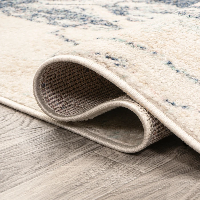 Marmo Abstract Marbled Modern Blue/Cream 2 ft. x 8 ft. Runner Rug
