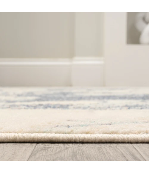 Marmo Abstract Marbled Modern Blue/Cream 2 ft. x 8 ft. Runner Rug