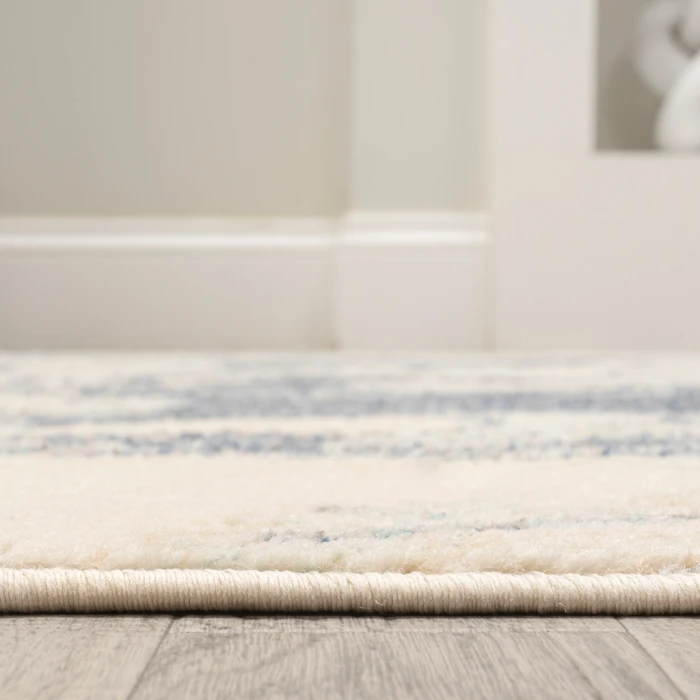 Marmo Abstract Marbled Modern Blue/Cream 2 ft. x 8 ft. Runner Rug