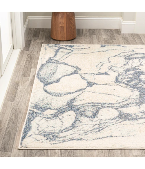 Marmo Abstract Marbled Modern Blue/Cream 5 ft. x 8 ft. Area Rug