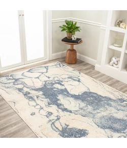 Jonathany Contemporary Pop CTP201B Blue/Cream Area Rug 5 ft. 3 in. X 8 ft. Rectangle