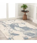 Marmo Abstract Marbled Modern Blue/Cream 5 ft. x 8 ft. Area Rug