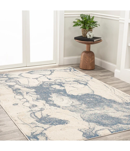 Marmo Abstract Marbled Modern Blue/Cream 5 ft. x 8 ft. Area Rug