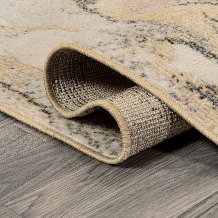 Marmo Abstract Marbled Modern Gold/Gray 2 ft. x 8 ft. Runner Rug