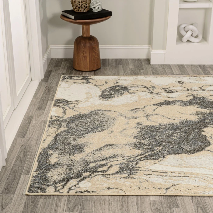 Marmo Abstract Marbled Modern Gold/Gray 8 ft. x 10 ft. Area Rug