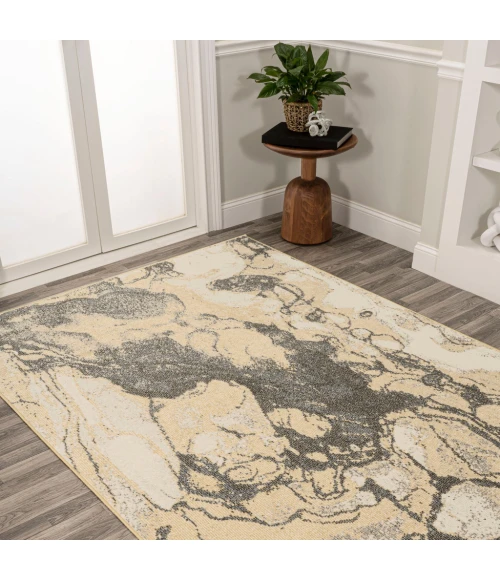 Marmo Abstract Marbled Modern Gold/Gray 3 ft. x 5 ft. Area Rug