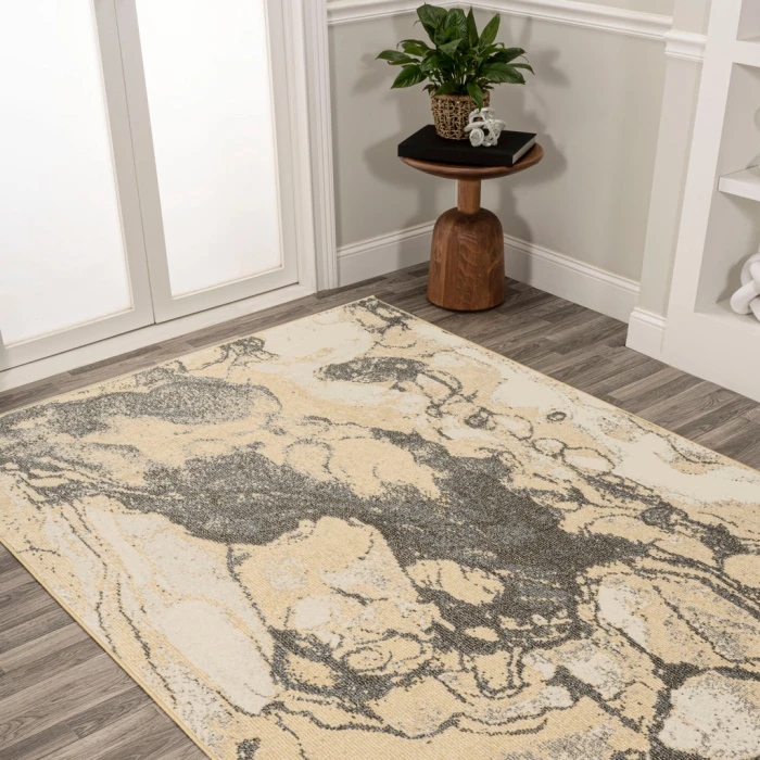 Marmo Abstract Marbled Modern Gold/Gray 8 ft. x 10 ft. Area Rug
