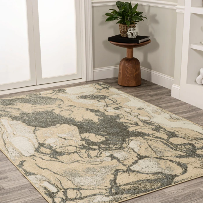 Marmo Abstract Marbled Modern Gold/Gray 8 ft. x 10 ft. Area Rug