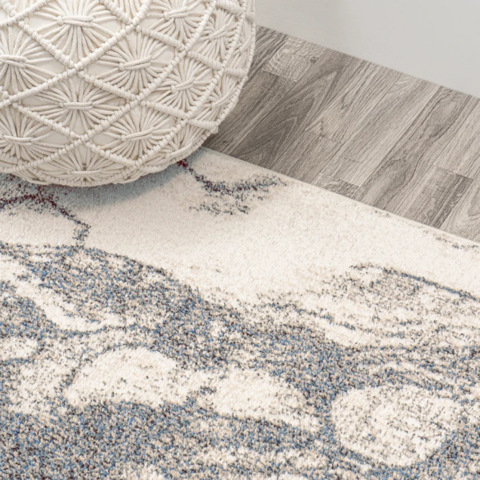 Marmo Abstract Marbled Modern Gray/Cream 4 ft. x 6 ft. Area Rug