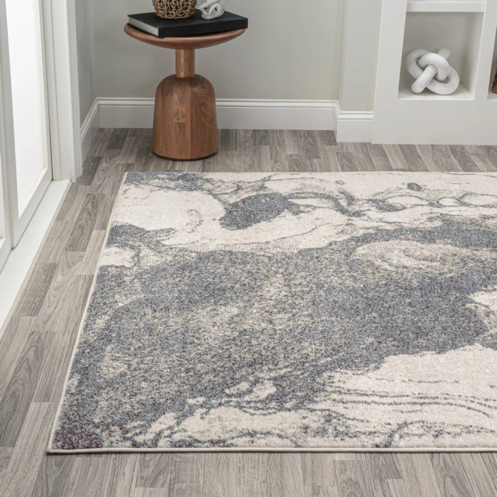 Marmo Abstract Marbled Modern Gray/Cream 4 ft. x 6 ft. Area Rug