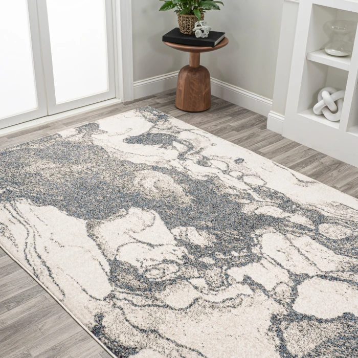 Marmo Abstract Marbled Modern Gray/Cream 4 ft. x 6 ft. Area Rug