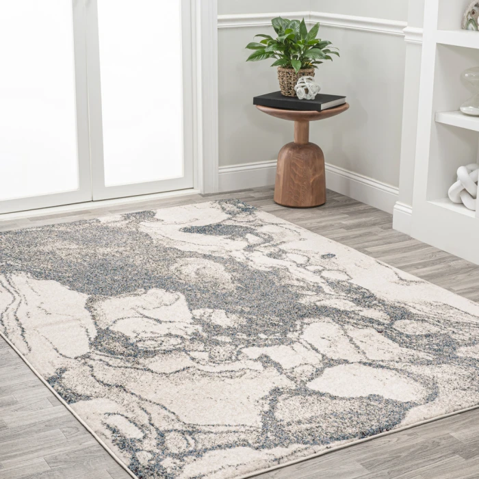 Marmo Abstract Marbled Modern Gray/Cream 4 ft. x 6 ft. Area Rug