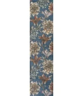 Giglio Modern Botanical Flower Blue/Orange/Cream 2 ft. x 8 ft. Runner Rug