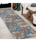 Giglio Modern Botanical Flower Blue/Orange/Cream 2 ft. x 8 ft. Runner Rug