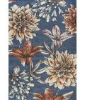 Giglio Modern Botanical Flower Blue/Orange/Cream 5 ft. x 8 ft. Area Rug