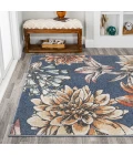 Giglio Modern Botanical Flower Blue/Orange/Cream 5 ft. x 8 ft. Area Rug