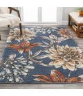 Giglio Modern Botanical Flower Blue/Orange/Cream 5 ft. x 8 ft. Area Rug