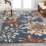 Jonathany Contemporary Pop CTP202A Blue/Orange/Cream Area Rug 5 ft. 3 in. X 8 ft. Rectangle