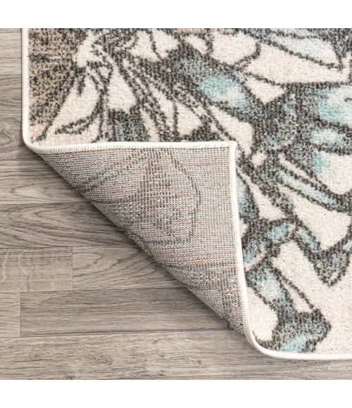 Giglio Modern Botanical Flower Orange/Blue/Cream 5 ft. x 8 ft. Area Rug