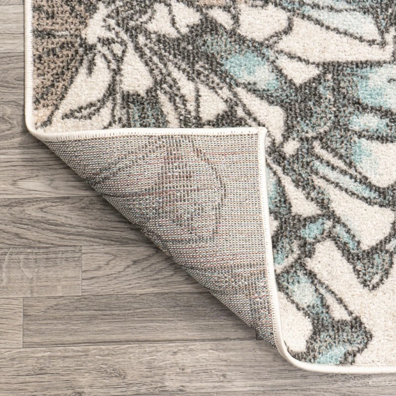 Giglio Modern Botanical Flower Orange/Blue/Cream 5 ft. x 8 ft. Area Rug