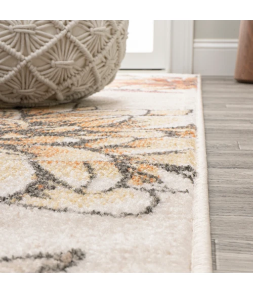 Giglio Modern Botanical Flower Orange/Blue/Cream 5 ft. x 8 ft. Area Rug