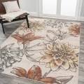 Giglio Modern Botanical Flower Orange/Blue/Cream 5 ft. x 8 ft. Area Rug