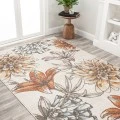 Giglio Modern Botanical Flower Orange/Blue/Cream 5 ft. x 8 ft. Area Rug